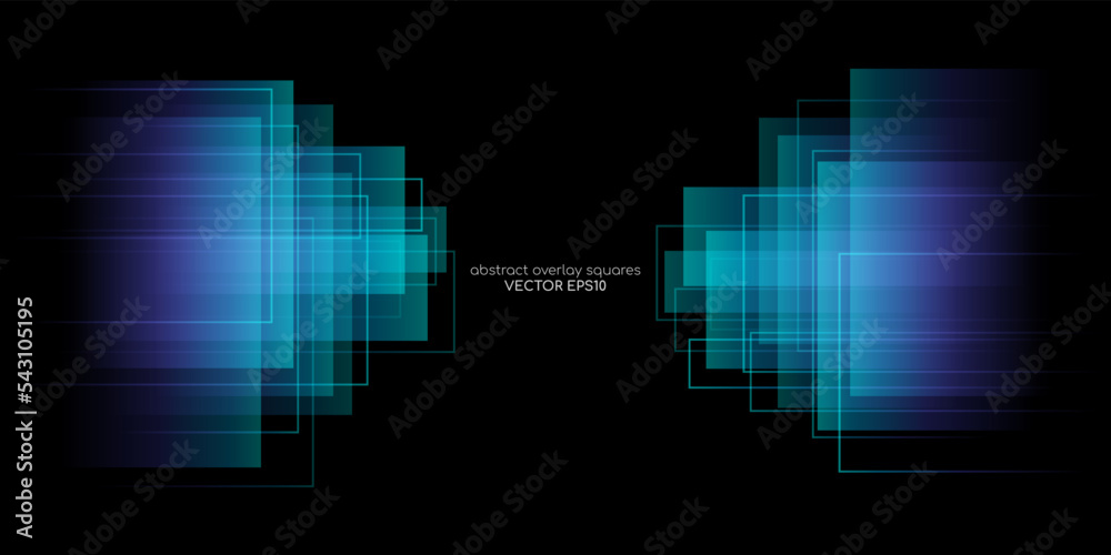 Poster abstract geometric rectangle and lines transparent overlay with purple blue green gradient light iso