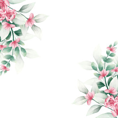 Obraz na płótnie Canvas Pink watercolor flower frame