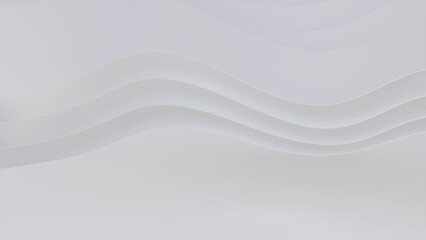 White 3D Ribbons form a Light abstract background. 3D Render with copy-space.  