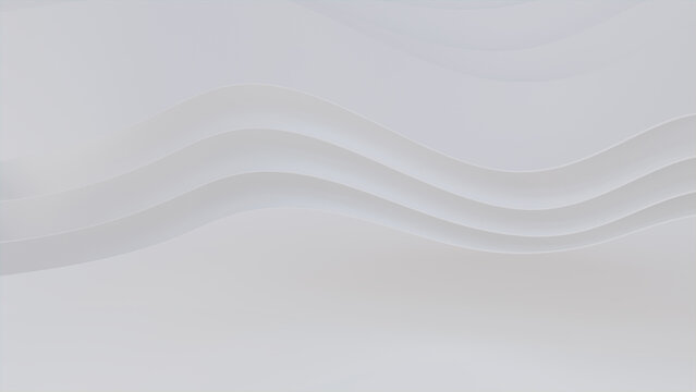 White 3D Ribbons form a Light abstract background. 3D Render with copy-space.  