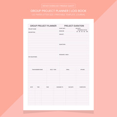Group Project Planner | Group Project Journal | Group Project Printable Template