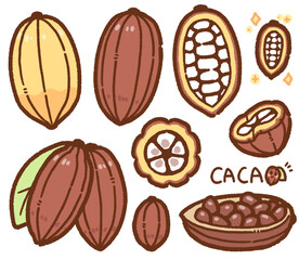 cacao cartoon drawing set