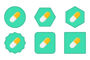 Yellow Pill Capsule, Medicine, vector mark symbols Yellow style. Pill Capsule Icon Set.