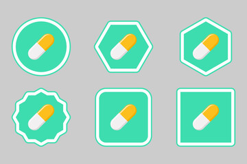Yellow Pill Capsule, Medicine, vector mark symbols Yellow style. Pill Capsule Icon Set.