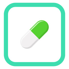 Green Pill Capsule, Medicine, vector mark symbols green style. Isolated icon.