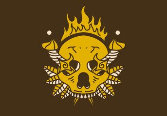 Vintage art illustration of a skull and dagger