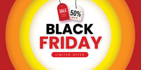Black Friday Sale Banner in Red & Yellow for social media and business purpose Free Vector 