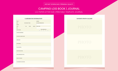 Camping Journal Diary | Camping Log Book | Notebook Printable Template