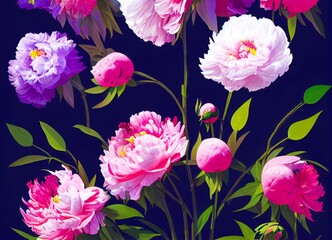 Obraz na płótnie Canvas seamless pattern with pink tulips