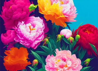 Fototapeta premium bouquet of pink and yellow roses