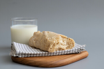 Healthy Breakfast, Traditonal Italian Bread, Ciabatta with Black Olive