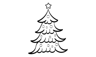 Vintage Holiday Icon. Hand Drawn outline Christmas Illustration. Vector element for Christmas Design