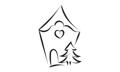 Fototapeta premium Vintage Holiday Icon. Hand Drawn outline Christmas Illustration. Vector element for Christmas Design