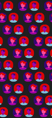 Male and Female Avatars for UI - UX design, minimalist flat style, seamless pattern