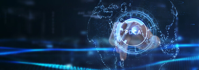 Fototapeta PDCA Plan Do Act Check Business technology concept. Technology, Internet and network concept. obraz