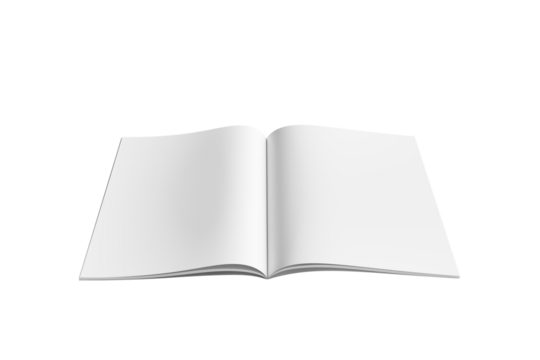 blank magazine spread on transparent background PNG format