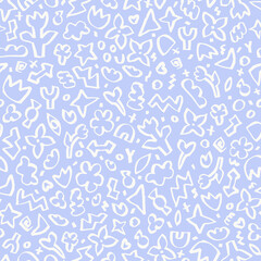 Graffiti fun background by felt pen. Inked scribble, vector seamless pattern. Hand drawn groovy elements by marker. Highlighter doodles.