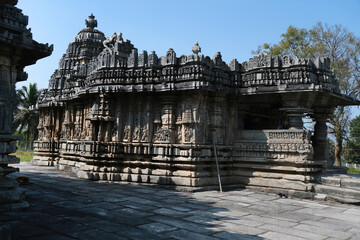 Nageshvara Chennakeshava Temple in the village of Mosale near Hassan city, Karnataka, India, One...