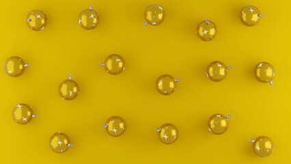 Christmas background. Red Christmas toys on a red background. Christmas backdrop for cover or invitation. 3d illustration