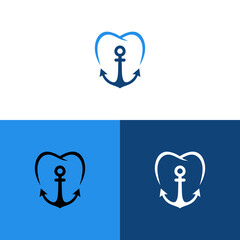 Illustration of an isolated tooth icon with an anchor © pojok_d