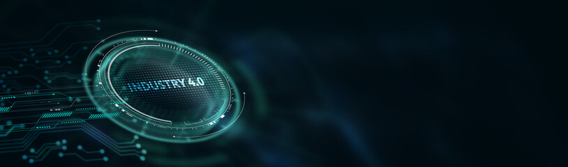 Industry 4.0 Cloud computing, physical systems, IOT, cognitive computing industry.   3d illustration