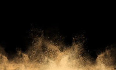 Abstract particle dust powder on black background