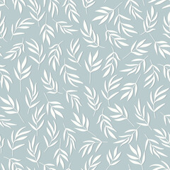 Botanical vector background. Floral seamless pattern. Leaves and branches hand drawn digital illustration. Interior textile and fashion fabric print