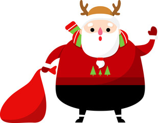 Santa Claus in sweater cartoon illustration