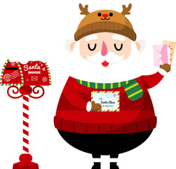 Happy Santa Claus with letters illustration