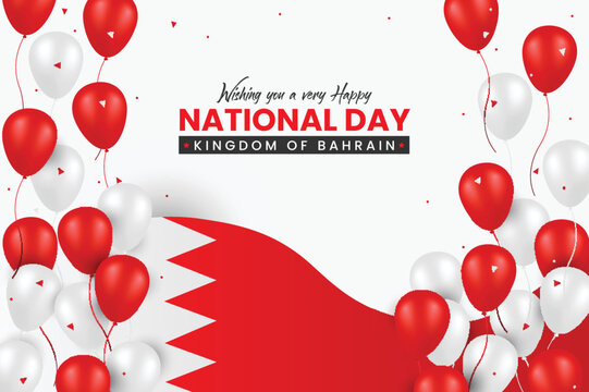 Bahrain Independence Day With National Flag Color balloon Theme 
