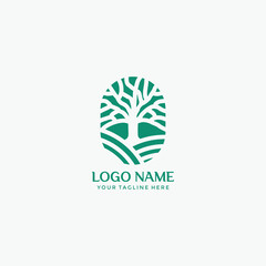 modern tree logo set design.Nature tree logo in negative space concept and gold color.Premium vector