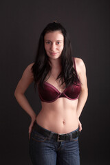 Fototapeta na wymiar studio portrait of a woman in a bra