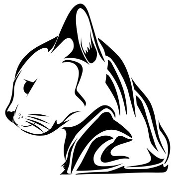 Tribal cat tattoo transparent png image suitable for t-shirt stickers and others