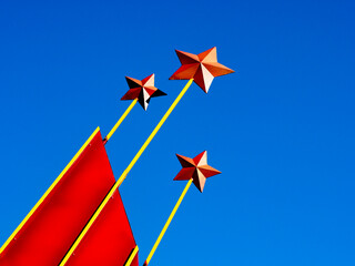 Red stars in the blue sky