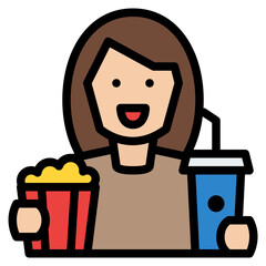 woman movie cinema entertain free time icon