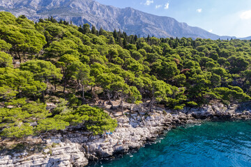 Paradise beach in Makarska, Brela, Tucepi, panoramic view, Dalmatia, Croatia