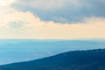 Fototapeta premium Mountain landscape view of forests and valleys