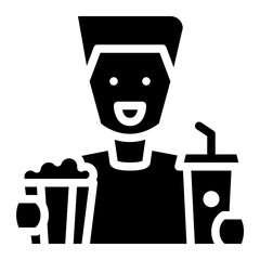 man movie cinema entertain free time icon