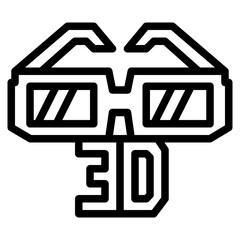 3d glass movie cinema entertain free time icon
