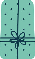 Gift with polka dots pattern doodle icon. A present for a birthday or Christmas.