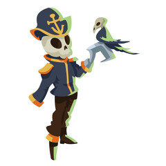Captain skeleton with crow skeleton
