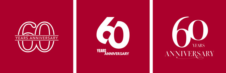 60 years anniversary set of vector icons, logo. Design element with graphic style number
