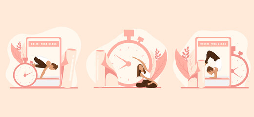 Yoga Exercise Flat Bundle Design Illustration