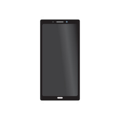 Realistic smartphone with blank screen. Isolated cell phone mockup on white background. White and black. Vector, illustration.