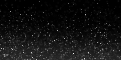 Falling snow at night. Bokeh lights, flying snowflakes in the air. Overlay texture. Snowstorm	
