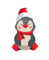 Cartoon Christmas penguin.