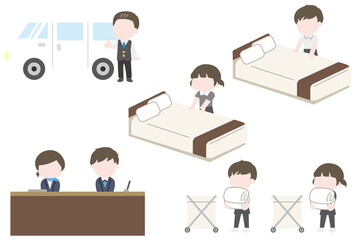 ホテルのスタッフセット