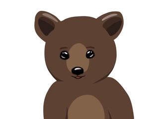 Graphic illustration of little bear portrait . Idea for stickers, books, cartoon, children’s art, print