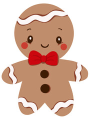 Graphic illustration of cute Christmas gingerbread man . Idea for cartoon, children’s books, icons, stickers, print , banner