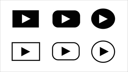 Play Button Icon set. Play button. Video audio player. Video Audio Player. Arrow Logo white  background